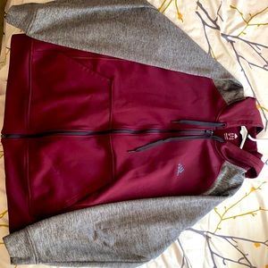 Adidas Burgundy/Gray Zip Up Hoodie